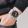Multifunctional Waterproof Sports Watch For Men Resin Case Pu Strap Geometric Style Round Dial