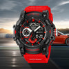Multifunctional Waterproof Sports Watch For Men Resin Case Pu Strap Geometric Style Round Dial