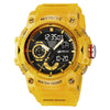Multifunctional Waterproof Sports Watch For Men Resin Case Pu Strap Geometric Style Round Dial