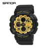 Multifunctional Waterproof Sports Watch Resin Case Plastic Strap Round Dial For Students Fashion Style