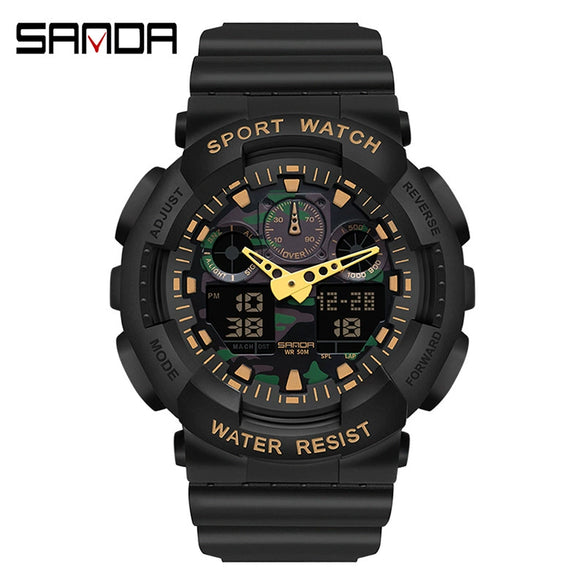 Multifunctional Waterproof Sports Watch Resin Case Plastic Strap Round Dial For Students Fashion Style
