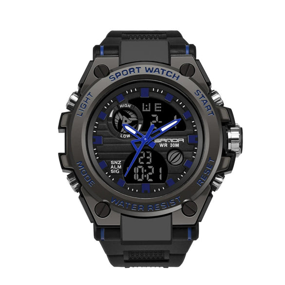 Multifunctional Waterproof Sports Watch Silicone Strap Metal Case Round Dial