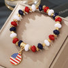 Multilayer Beaded Elastic Bracelet Mixed Material Handmade With Bow Tie Pattern And Fivepointed Star Crystal