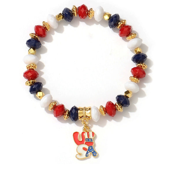 Multilayer Beaded Elastic Bracelet Mixed Material Handmade With Bow Tie Pattern And Fivepointed Star Crystal