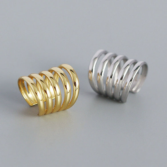 Multilayer Ear Clip For Women S925 Silver Geometric Electroplated Ear Accessories