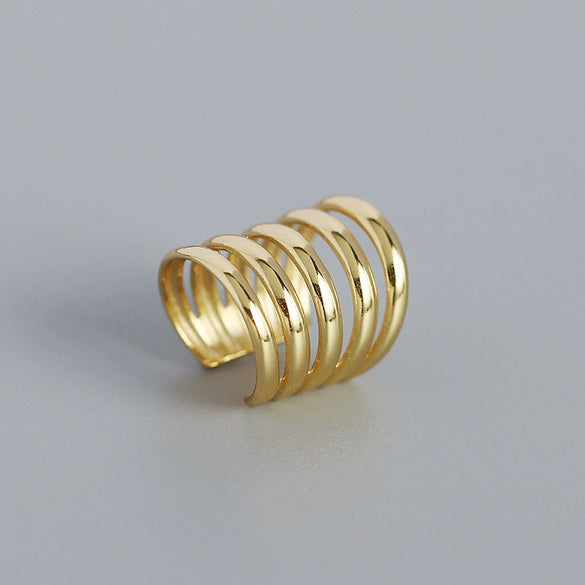 Multilayer Ear Clip For Women S925 Silver Geometric Electroplated Ear Accessories