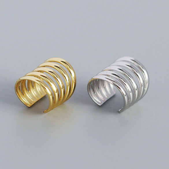 Multilayer Ear Clip For Women S925 Silver Geometric Electroplated Ear Accessories