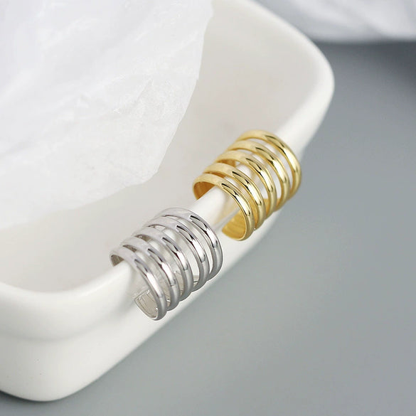 Multilayer Ear Clip For Women S925 Silver Geometric Electroplated Ear Accessories