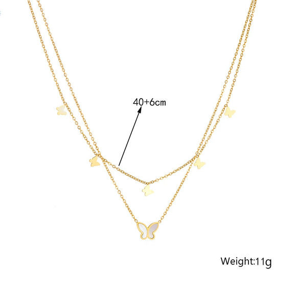 Multilayer Geometric Butterfly Titanium Steel Necklace With Electroplating For Unisex Elegant Light Luxury Niche Design