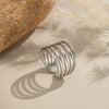 Multilayer Geometric Ring For Girls Stainless Steel With 18K Real Gold Electroplating Simple Fashion Ins Popular Hand Jewelry Accessories