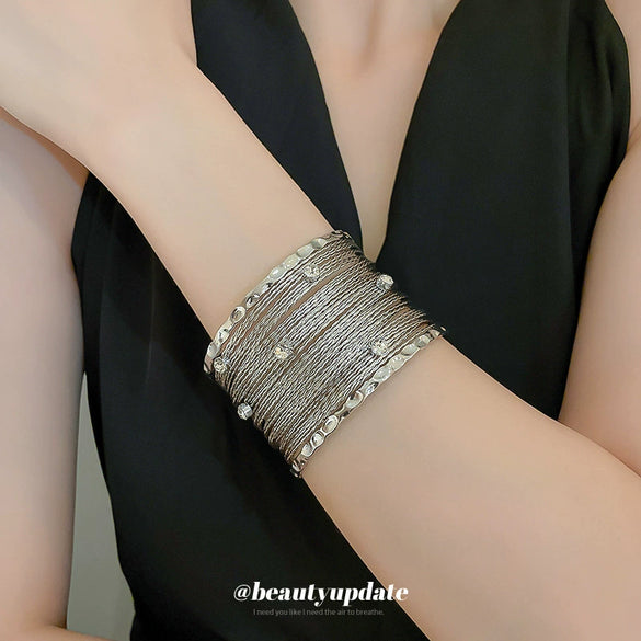 Multilayer Hollow Winding Alloy Bracelet With Highend And Geometric Style Electroplated For Women