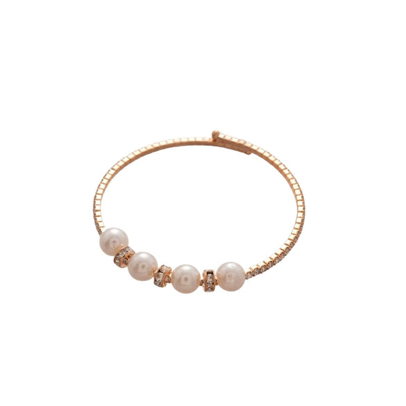 Multilayer Irregular Open Bracelet Set With Diamonds And Imitation Pearls Light Luxury Jewelry