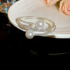 Multilayer Irregular Open Bracelet Set With Diamonds And Imitation Pearls Light Luxury Jewelry