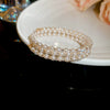 Multilayer Irregular Open Bracelet Set With Diamonds And Imitation Pearls Light Luxury Jewelry