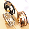 Multilayer Leather Widebrim Bracelet Alloy Geometric Electroplating Unisex