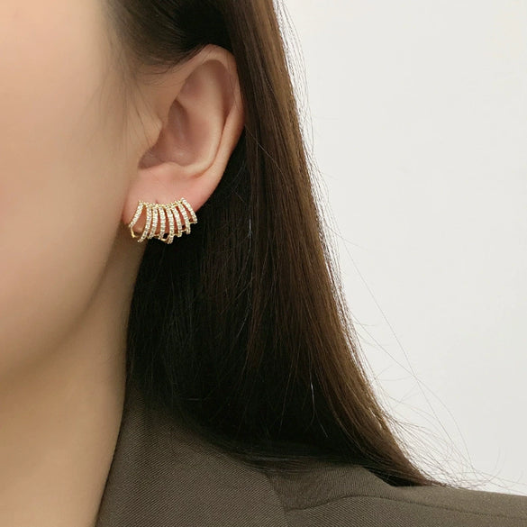 Multilayer Metal Alloy Ear Ring For Women With Electroplating Treatment Elegant Light Luxury Highend Sense
