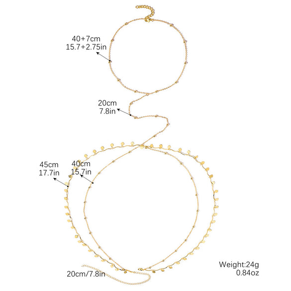Multilayer Rhinestone Pearl Body Chain