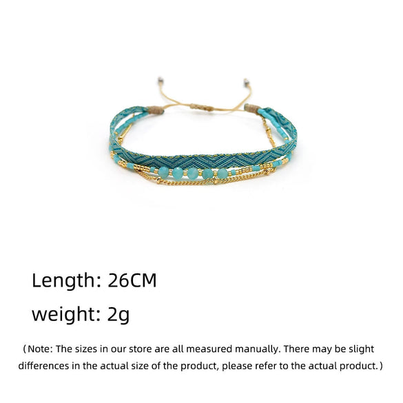 Multilayer Stacked Ribbon Hand Rope Miyuki Bead Handwoven Geometric Beaded Bracelet For Women