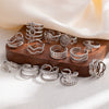Multilayer Titanium Steel Open Ring With Geometric Style Star Heart Shape Flower Leaves Letters Numbers Text Pattern Electroplated