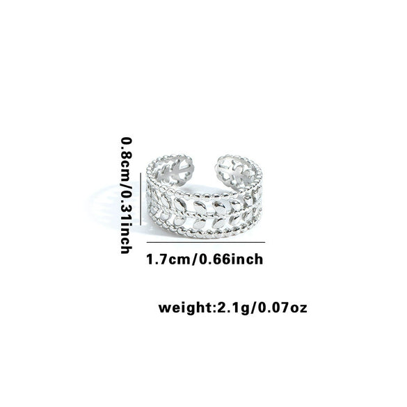 Multilayer Titanium Steel Open Ring With Geometric Style Star Heart Shape Flower Leaves Letters Numbers Text Pattern Electroplated