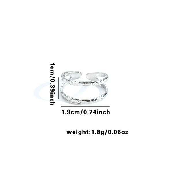 Multilayer Titanium Steel Open Ring With Geometric Style Star Heart Shape Flower Leaves Letters Numbers Text Pattern Electroplated