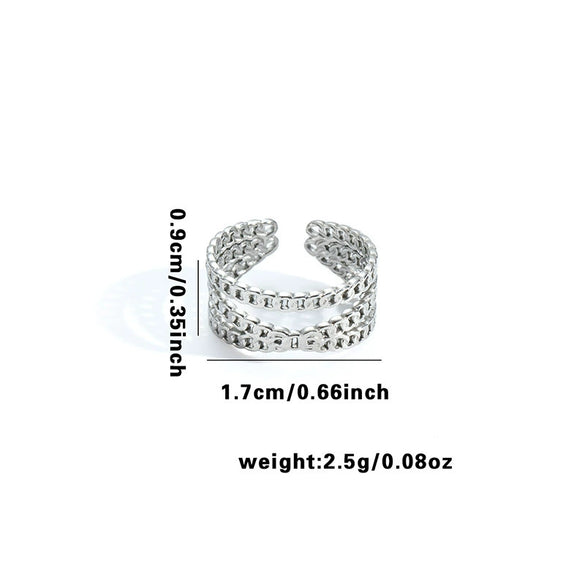 Multilayer Titanium Steel Open Ring With Geometric Style Star Heart Shape Flower Leaves Letters Numbers Text Pattern Electroplated