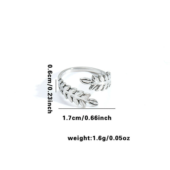 Multilayer Titanium Steel Open Ring With Geometric Style Star Heart Shape Flower Leaves Letters Numbers Text Pattern Electroplated