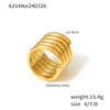 Multilayer Winding Wide Ring Light Luxury Texturized Stainless Steel 18K Gold Plated Geometric Ring For Women