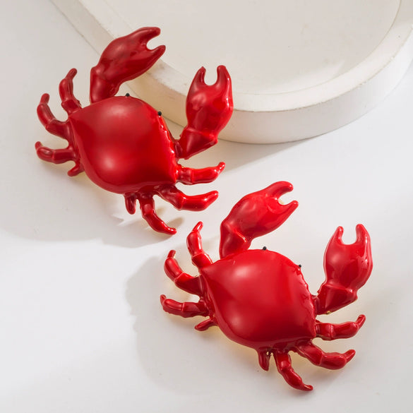 Multilayered Asymmetrical Resin And Silver S925 Needle Earrings With Crab Design Electroplated