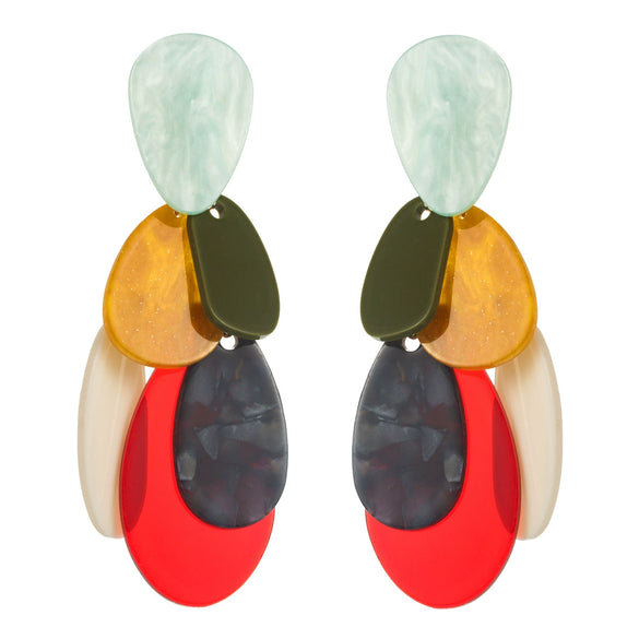 Multilayered Asymmetrical Resin And Silver S925 Needle Earrings With Crab Design Electroplated