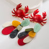 Multilayered Asymmetrical Resin And Silver S925 Needle Earrings With Crab Design Electroplated