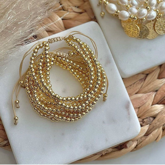 Multilayered Bracelet Goldplated Colorpreserving Copper Beads Handwoven Geometric Jewelry For Women