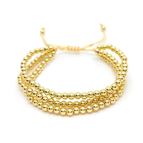 Multilayered Bracelet Goldplated Colorpreserving Copper Beads Handwoven Geometric Jewelry For Women