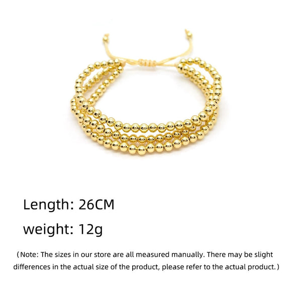 Multilayered Bracelet Goldplated Colorpreserving Copper Beads Handwoven Geometric Jewelry For Women