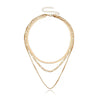 Multilayered Geometric Alloy Choker Necklace With Lobster Clasp Polished And Electroplated Unisex Fashion Jewelry