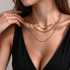 Multilayered Geometric Alloy Choker Necklace With Lobster Clasp Polished And Electroplated Unisex Fashion Jewelry