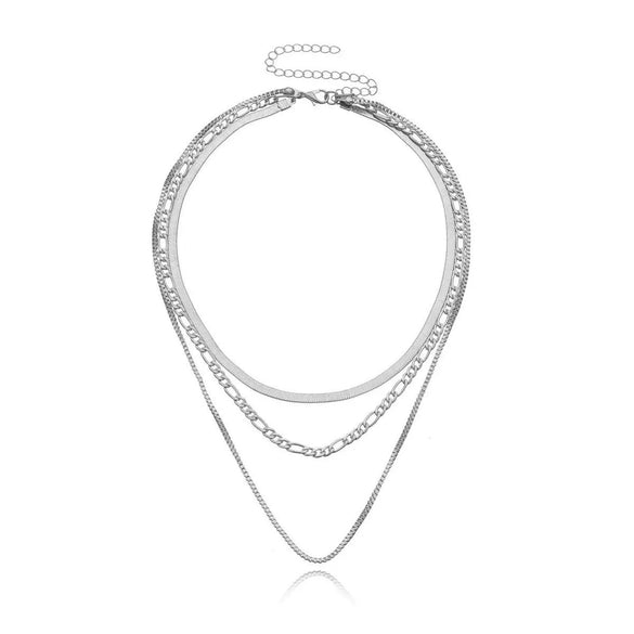 Multilayered Geometric Alloy Choker Necklace With Lobster Clasp Polished And Electroplated Unisex Fashion Jewelry