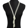 Multilayered Imitation Pearl Necklace Retro Style With Pearlescent Treatment Snake Bone Chain Pendant