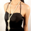 Multilayered Imitation Pearl Necklace Retro Style With Pearlescent Treatment Snake Bone Chain Pendant