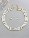 Multilayered Pearl Jewelry Set For Women Alloy Regular Chain Geometric Design