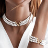 Multilayered Pearl Jewelry Set For Women Alloy Regular Chain Geometric Design