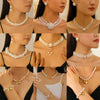 Multilayered Pearl Jewelry Set For Women Alloy Regular Chain Geometric Design