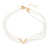 Multilayered Pearl Jewelry Set For Women Alloy Regular Chain Geometric Design