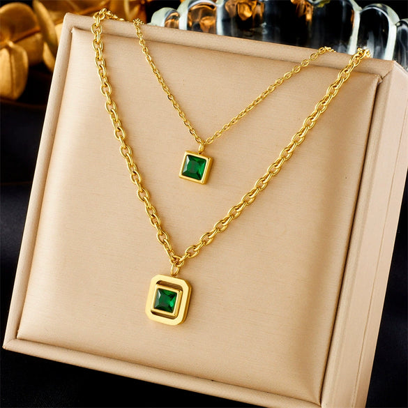 Multilayered Star Tree Of Life Stainless Steel Chain Necklace With Electroplating