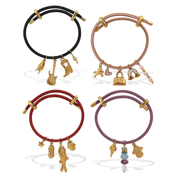 Multipendant Bracelet 316L Stainless Steel 18K Gold Plated Fashion Style