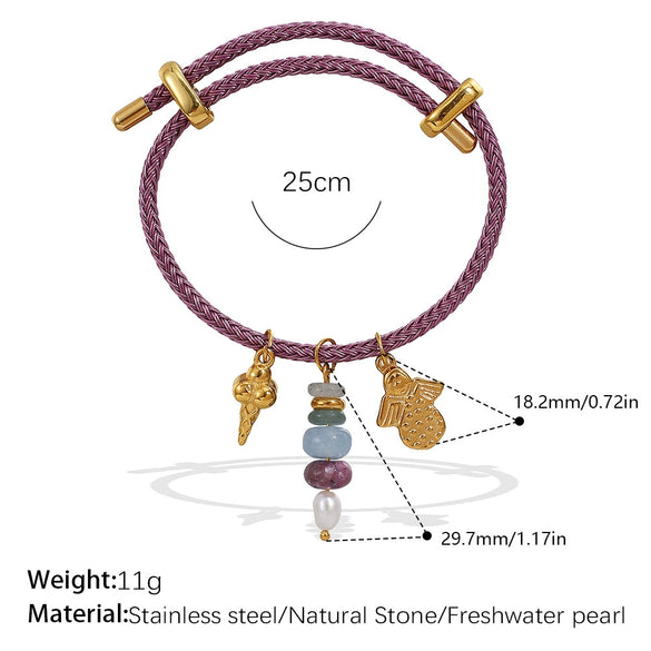 Multipendant Bracelet 316L Stainless Steel 18K Gold Plated Fashion Style