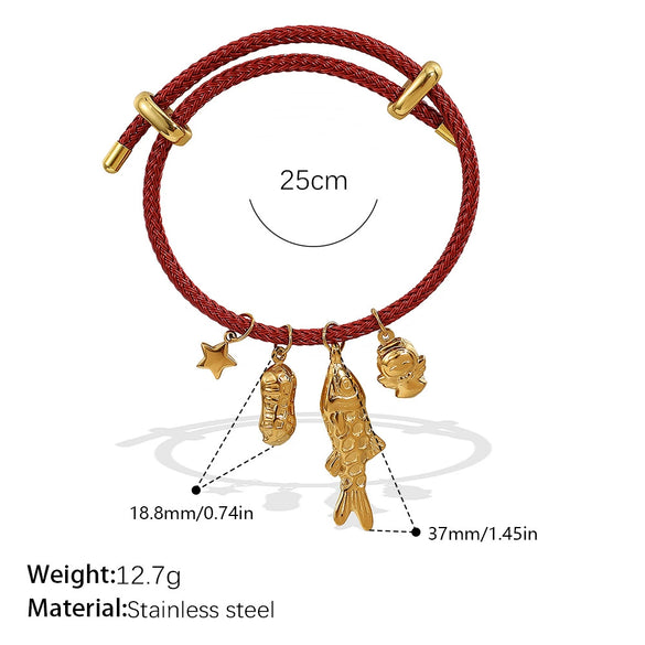 Multipendant Bracelet 316L Stainless Steel 18K Gold Plated Fashion Style