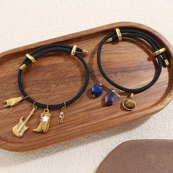 Multipendant Bracelet 316L Stainless Steel 18K Gold Plated Fashion Style