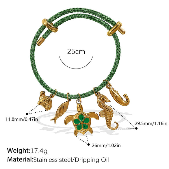 Multipendant Bracelet 316L Stainless Steel 18K Gold Plated Fashion Style