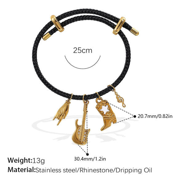 Multipendant Bracelet 316L Stainless Steel 18K Gold Plated Fashion Style